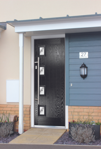 black composite door in modern design