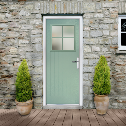 Composite external doors - Pale Green Traditional Handle