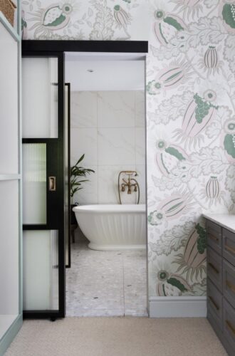 black sliding door by Aluco for bathroom