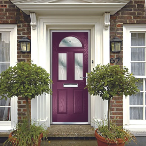 XtremeDoors Composite Door - Maroon Traditional Handle